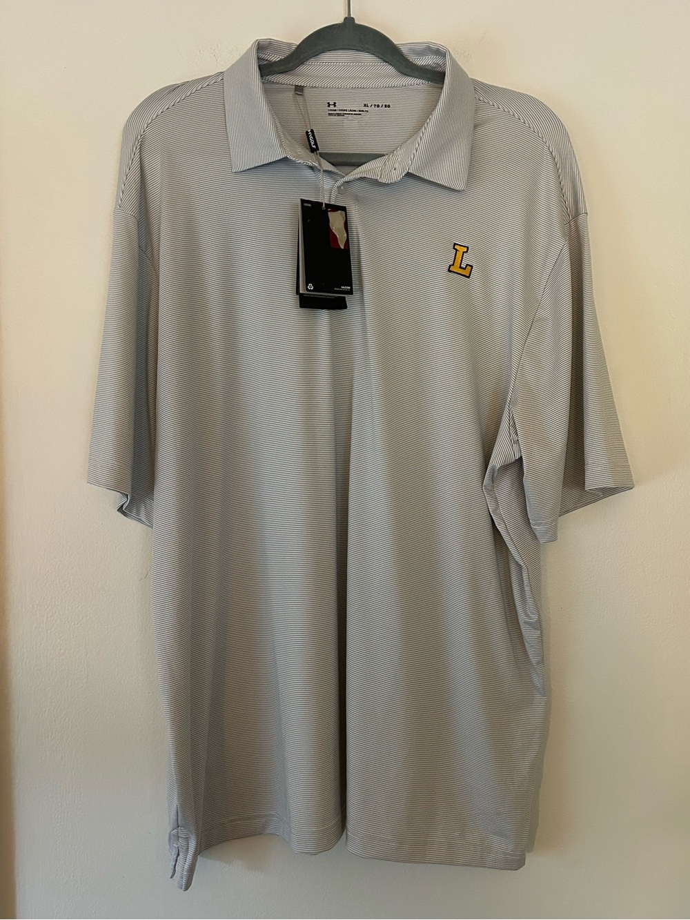 NWT Under Armour Lipscomb University Bison Striped Polo Shirt XL Loose Fit